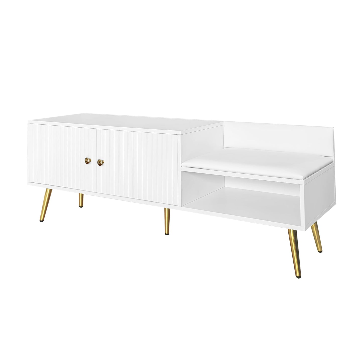 Banc de rangement pour chaussures blanc moderne avec rangement caché