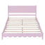 Queen Size Wood Platform Bed Frame, Retro Style Bed with Rectangular Headboard,No Need Box Spring,Pink - Korvel