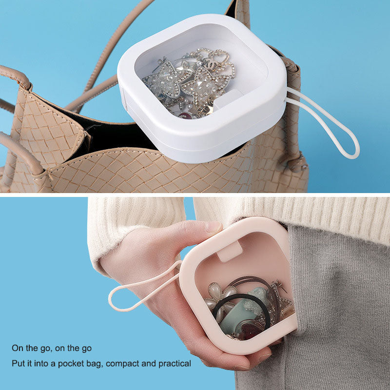 Jewelry box, portable travel storage box, hair accessories, earrings, earrings, bracelets, necklaces, headbands, portable push b - Korvel