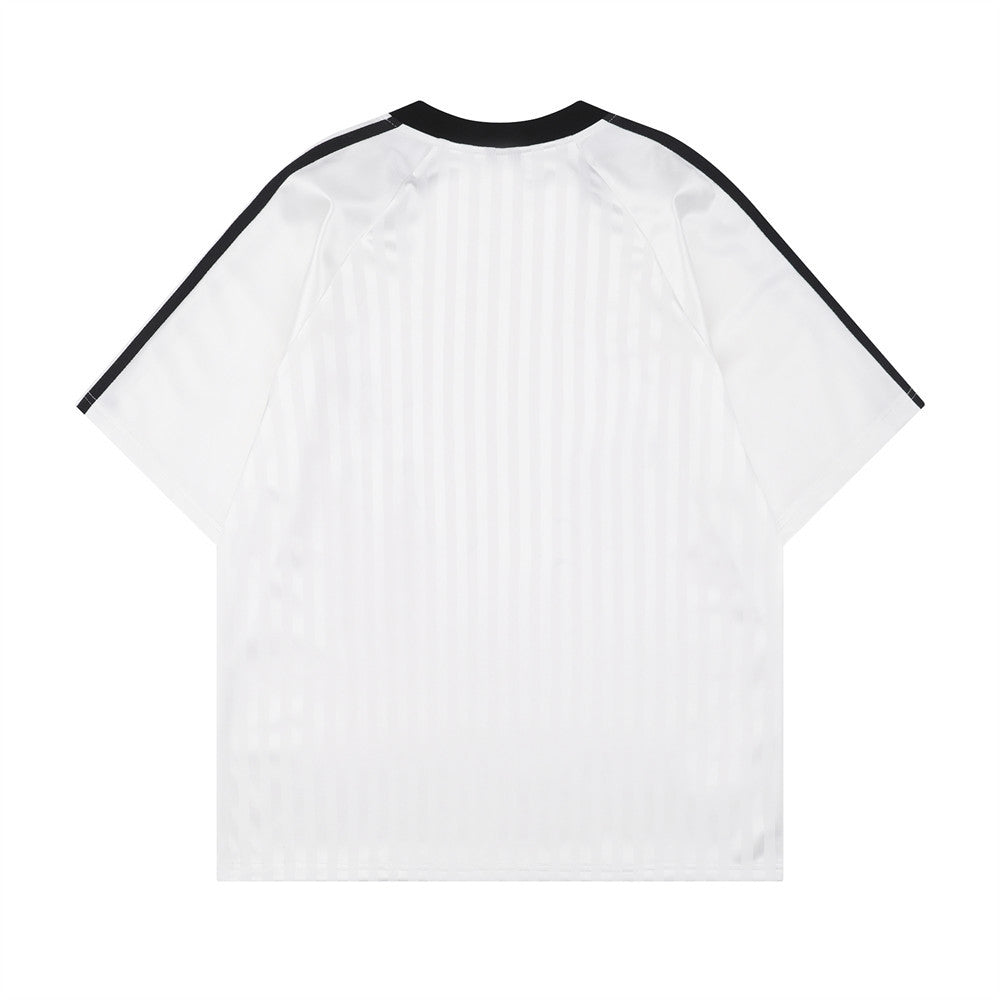 T-shirt de sport à imprimé lettres et rayures verticales pour hommes