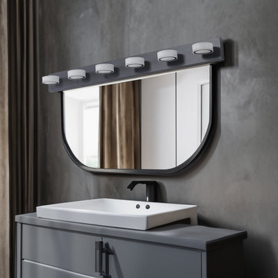 LED Modern Black 6-Light Vanity Lights Fixtures Over Mirror Bath Wall Lighting - Korvel
