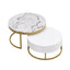 Mesa de café moderna redonda apilable con cajones en blanco
