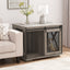 Farmhouse Dog Cage Crate Furniture with Sliding Barn Door, Farmhouse Wooden Dog Kennel End Table with Flip-top Plate Dog House - Korvel