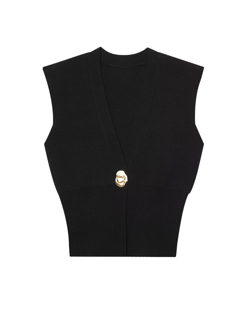 Elegant Casual Commuting Vest V-neck Tank Top for Women withDesign Sense - Korvel