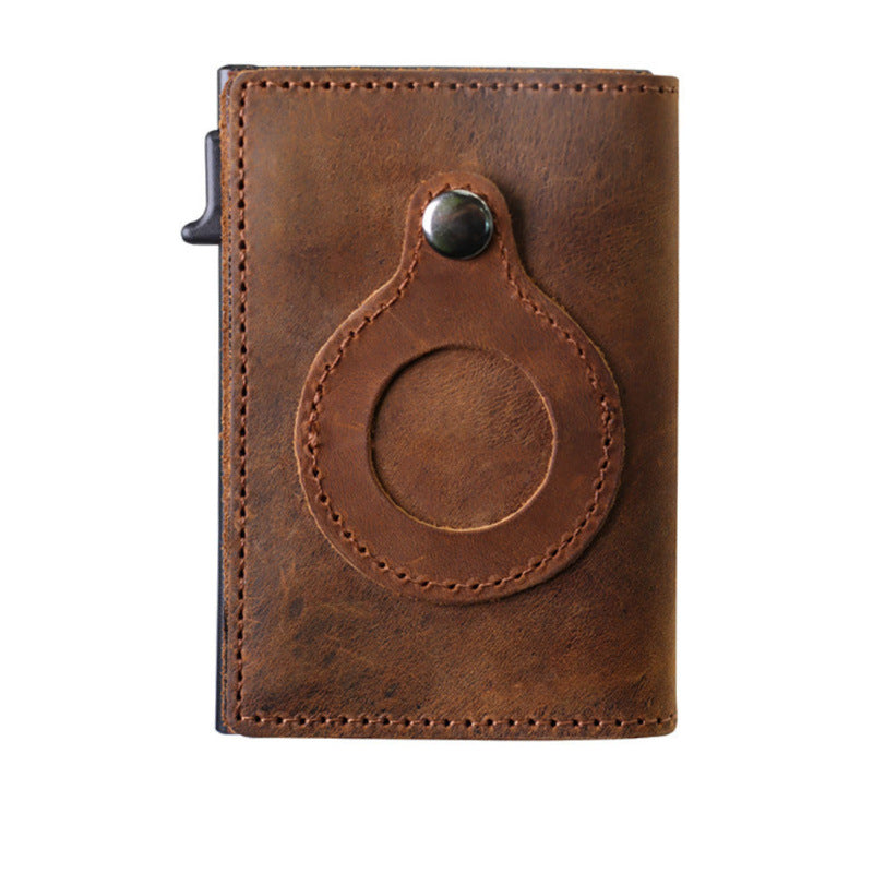 Premium Leather Bi-Fold Card Case with Air Tag Sleeve