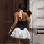 Style Fashion Splicing A-Line Dress with Sexy Deep V-Neck Halter Waist-Cinching Design - Korvel