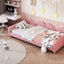 Twin size Upholstered Daybed, Sherpa Fabric Sofabed with Cloud-Shaped Backrest, No Box-spring Needed, Pink - Korvel