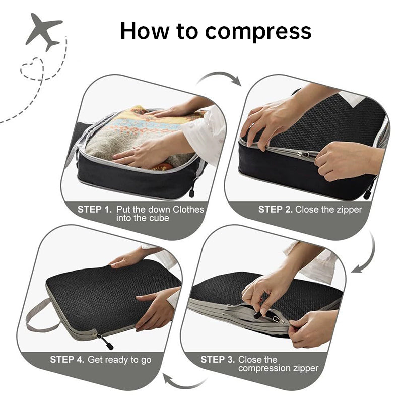 Travel compression packing cubes – ultralight, expandable, for luggage organization - Korvel