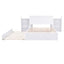 Full Size Storage Platform Bed with Pull Out Shelves and Twin Size Trundle, White - Korvel