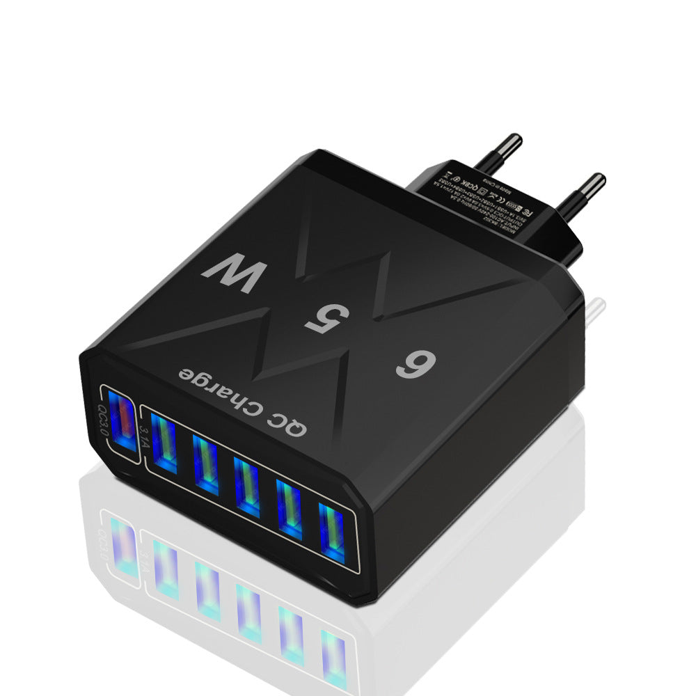 Standard 65W fast charging Korean standard mobile phone charger 6USB multi port fast charging head travel charger - Korvel