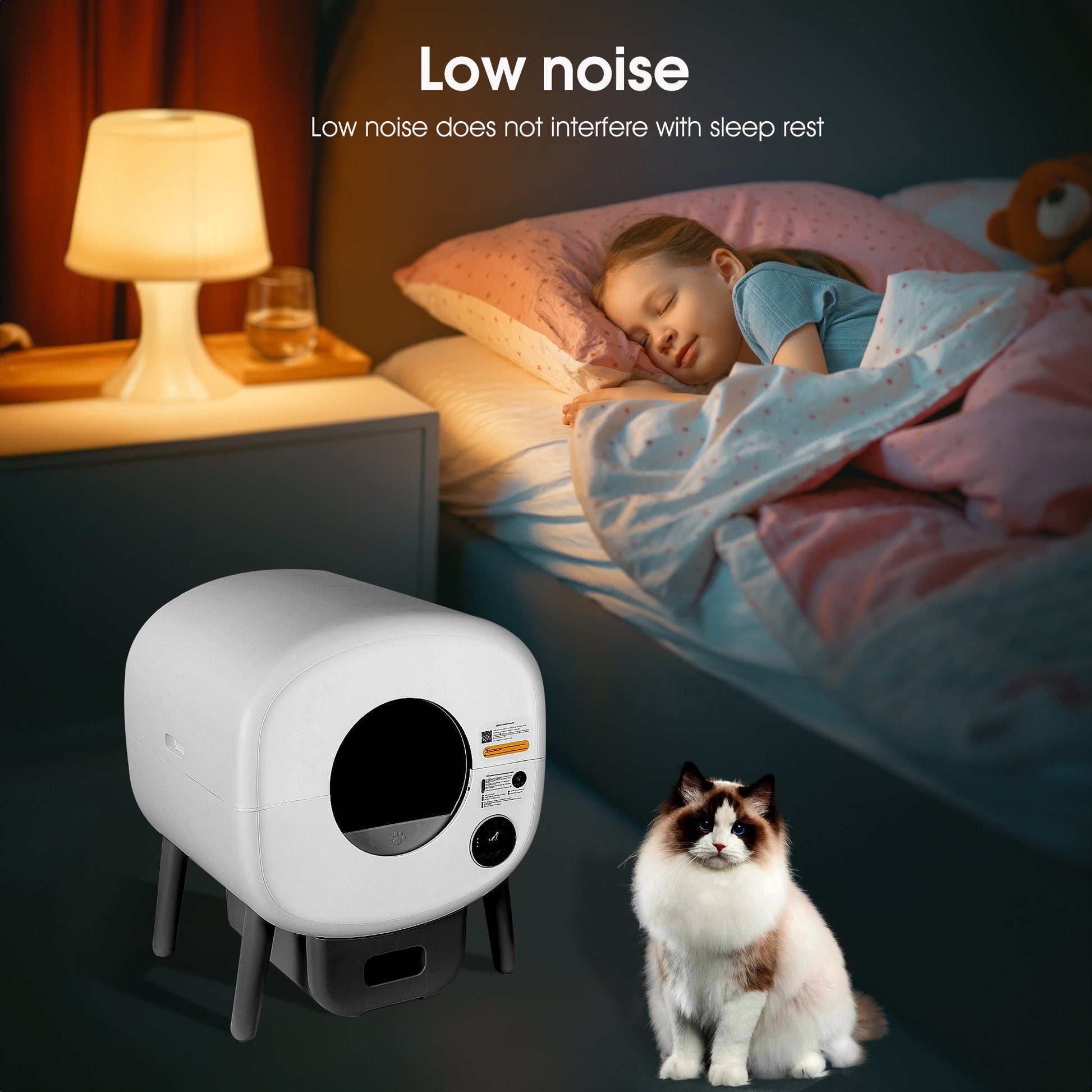 Automatic Smart Cat Litter Box, Large Capacity Self-Cleaning Litter Box with Infrared/Gravity/Ambient Light Function(Model B) - Korvel