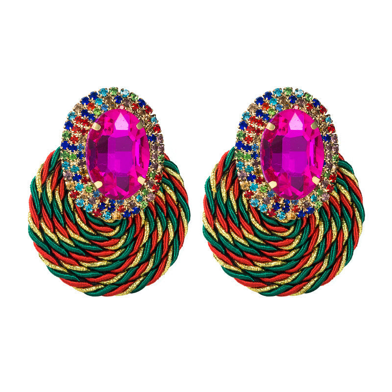 Boucles d'oreilles en verre diamant ovale exagéré - Élégance artisanale