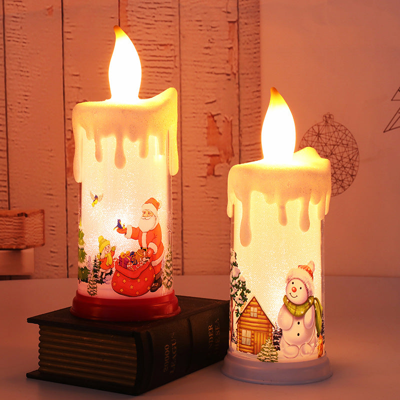 Christmas decoration candle light LED simulation flame candle Santa Claus snowman decoration night light - Korvel