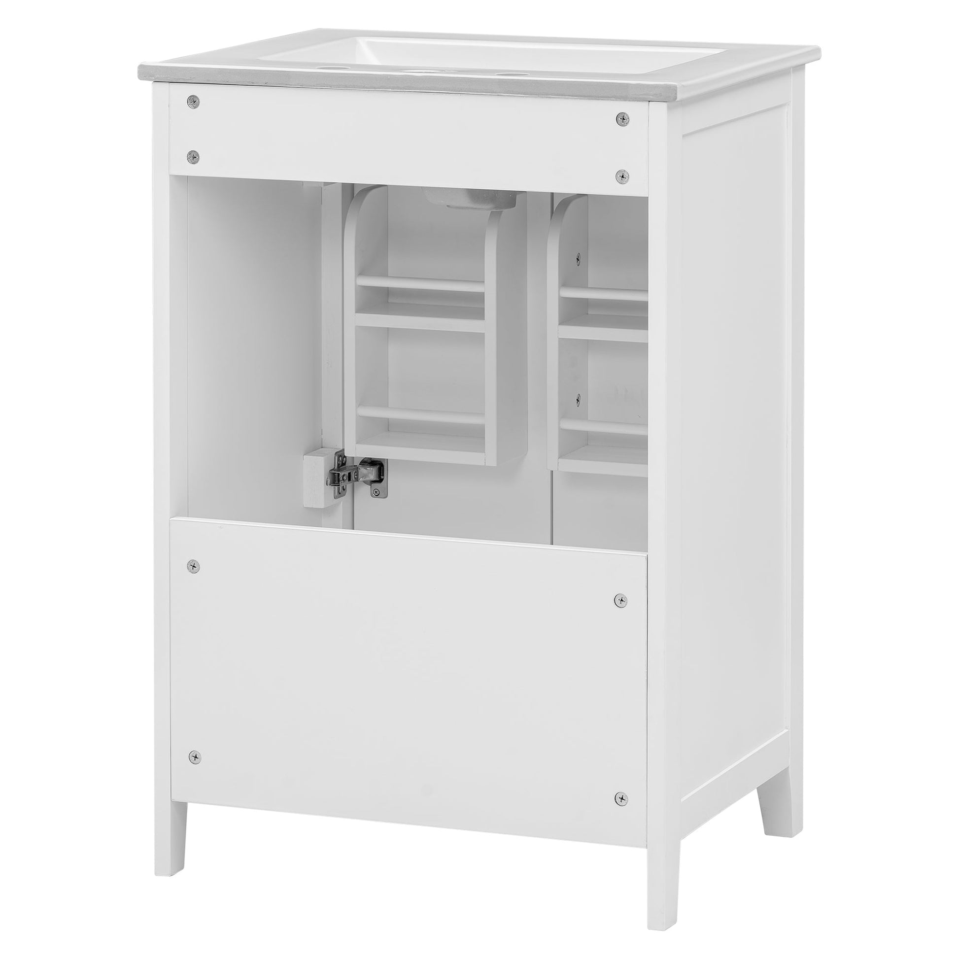 24" Bathroom Vanity with Sink, Bathroom Vanity Cabinet with One Drawer and Doors, Solid Wood and MDF, White - Korvel