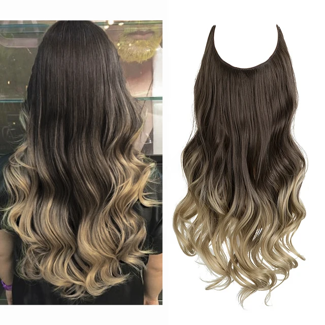 One-piece women's hair extension piece with abundant hair volume U-shaped fishing line invisible and natural long curly hair - Korvel