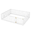 Queen Size Wood Floor Bed Frame with Fence and Door White(OLD SKU:WF289663AAK) - Korvel