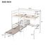 Convertible Loft Bed with L-Shape Desk, Twin Bunk Bed with Shelves and Ladder White - Korvel