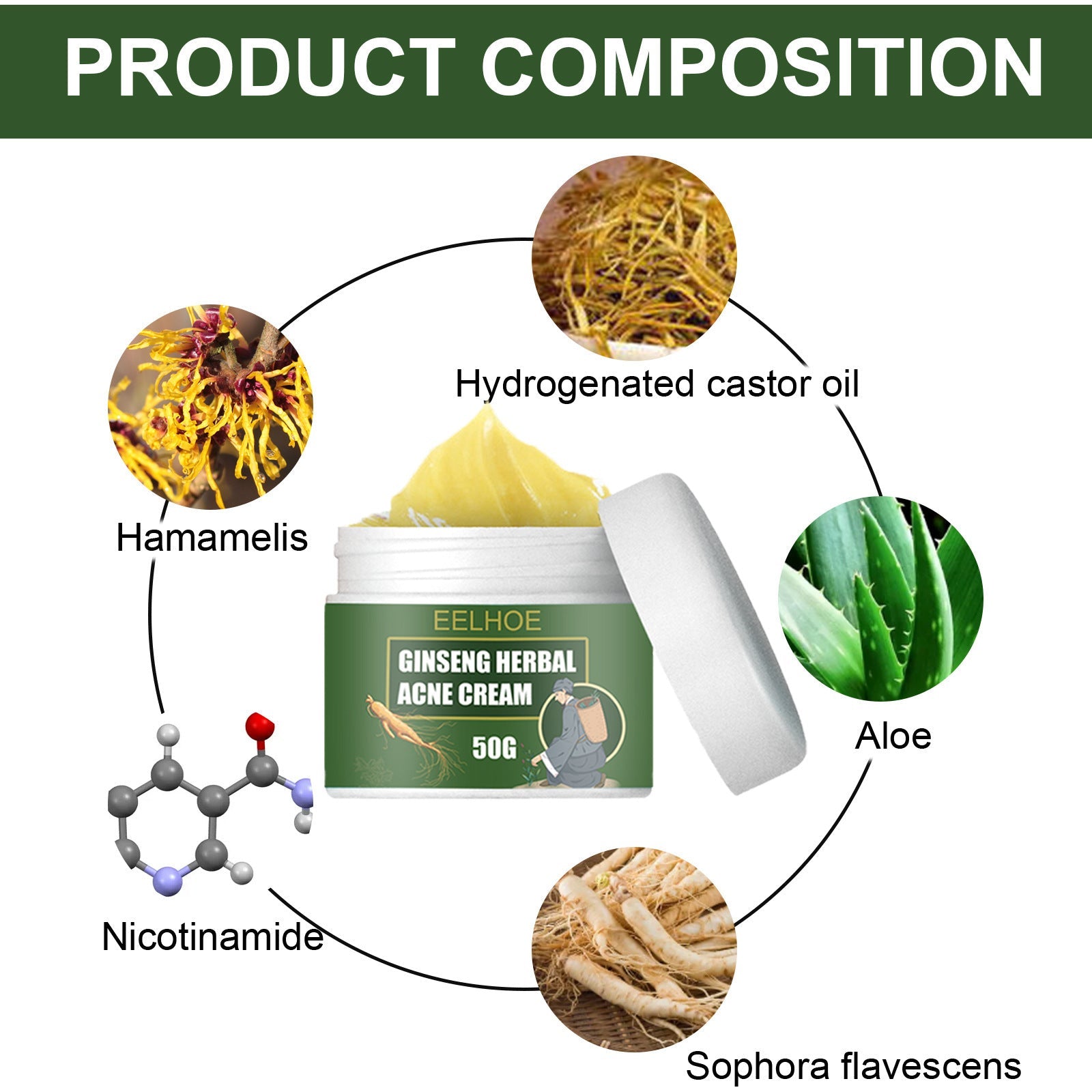 Herbal Acne-Removing Cream Anti-acne-Removing Cream Moisturizing Cleansing Cream Water Oil Balance Anti-acne-Removing Cream - Korvel