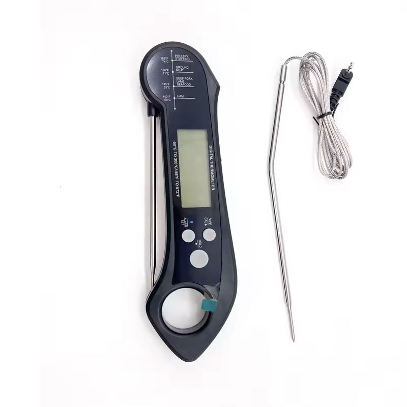 Foldable IP7 digital thermometer with dual probes: for cooking, BBQ, meat, grilling, food kitchen tools. - Korvel