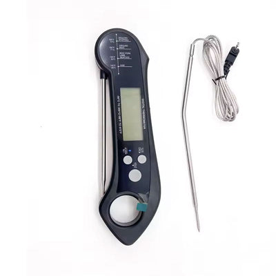 Foldable IP7 digital thermometer with dual probes: for cooking, BBQ, meat, grilling, food kitchen tools. - Korvel