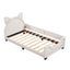 Twin Size Upholstered Daybed with Carton Ears Shaped Headboard  White - Korvel