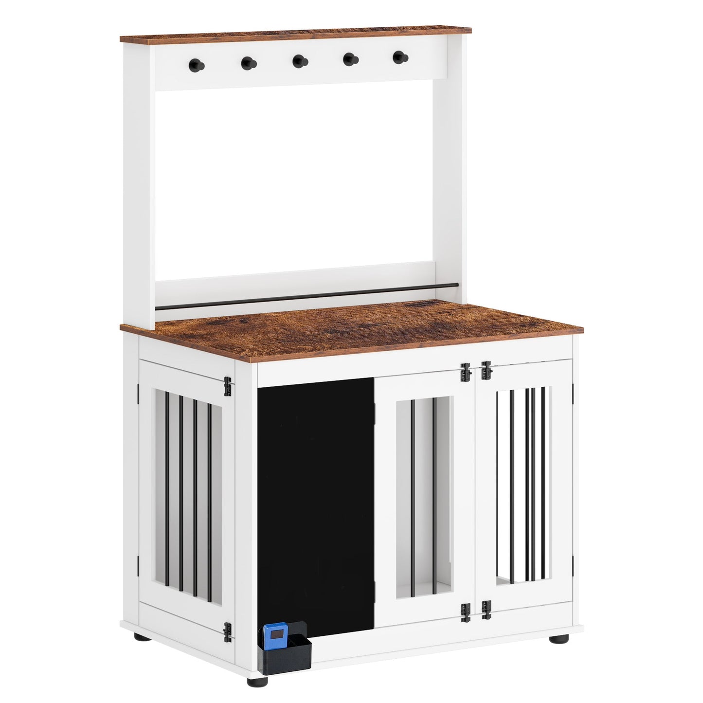 Premium Graffiti Dog Crate with Double Doors - White Vintage