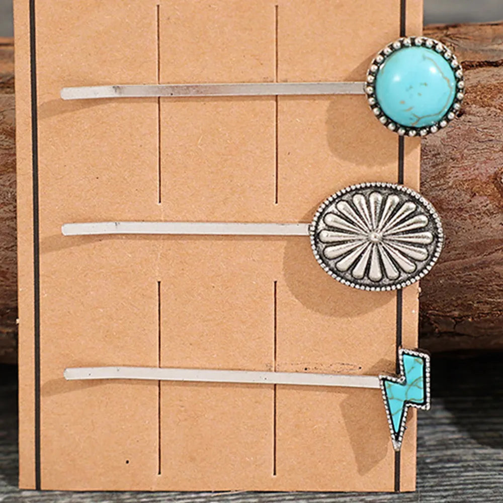 3 PCS/Set Artificial Turquoise Hair Pins - Korvel