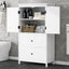 Bathroom Storage Cabinet, Cabinet with Two Doors and Drawers, Adjustable Shelf, MDF Board, White - Korvel