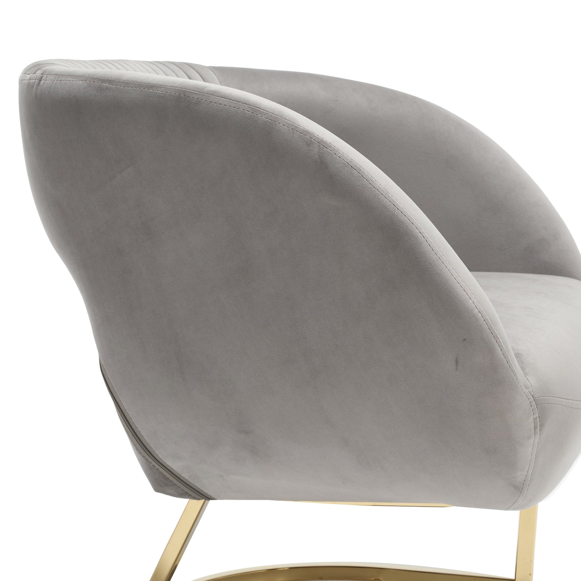 COOLMORE Upholstered Tufted Living Room Chair Textured Linen Fabric Accent Chair with Metal Stand - Korvel