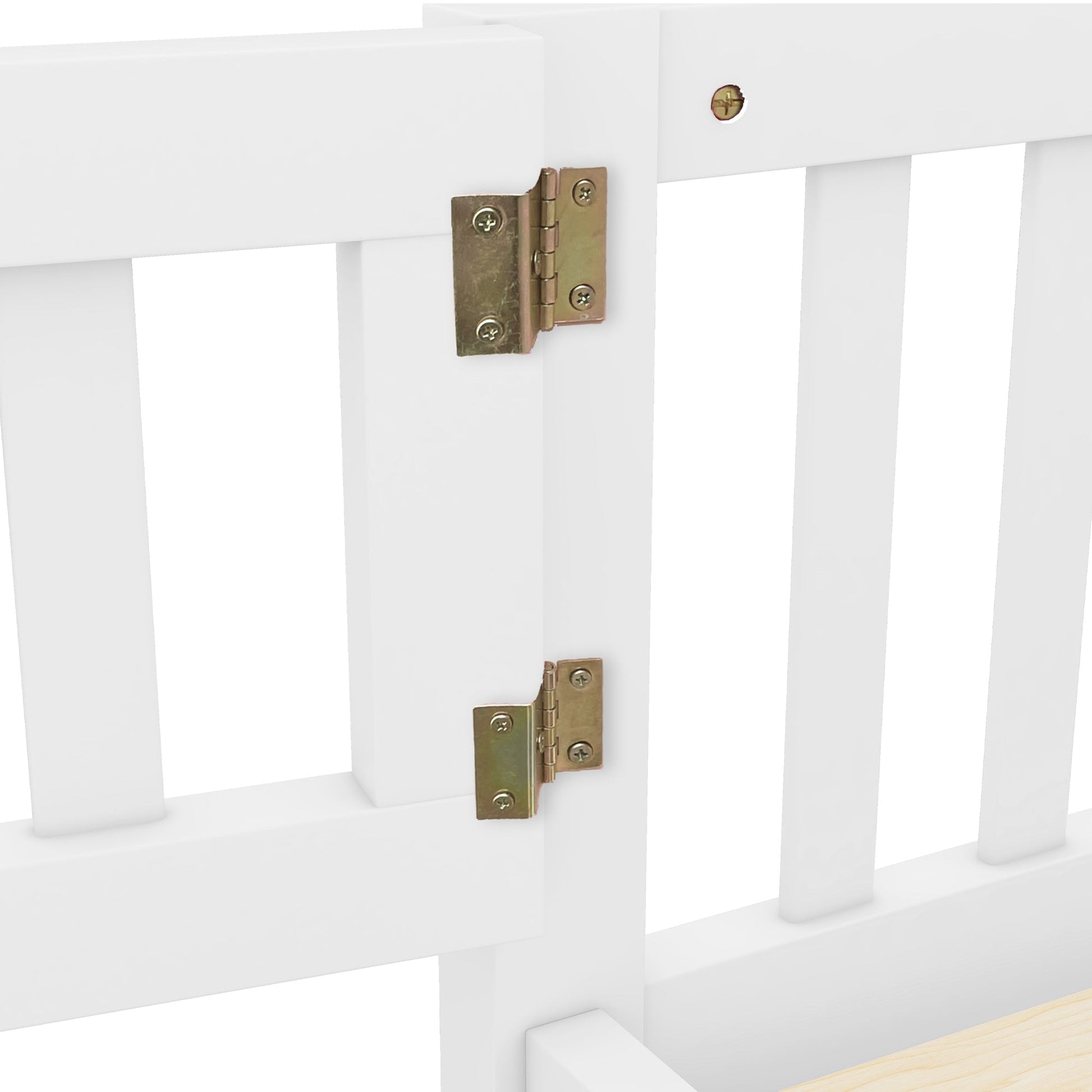 Twin Size Bed Floor Bed with Safety Guardrails and Door for Kids, White - Korvel