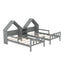Double Twin Size Platform Bed with House-shaped Headboard and a Built-in Nightstand  Grey - Korvel