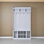 U-Can Hall Tree with 6 Hooks  Coat Hanger Entryway Bench Storage Bench (White) - Korvel