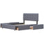 Upholstered Platform Bed with Classic Headboard and 4 Drawers No Box Spring Needed Linen Fabric Queen Size Dark gray - Korvel