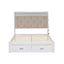 Wood Full Size Platform Bed with Upholstered Headboard and LED and 2 Drawers, Antique White - Korvel