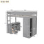 Wood Twin Size Loft Bed with Wardrobes and 2-Drawer Desk with Cabinet Gray - Korvel