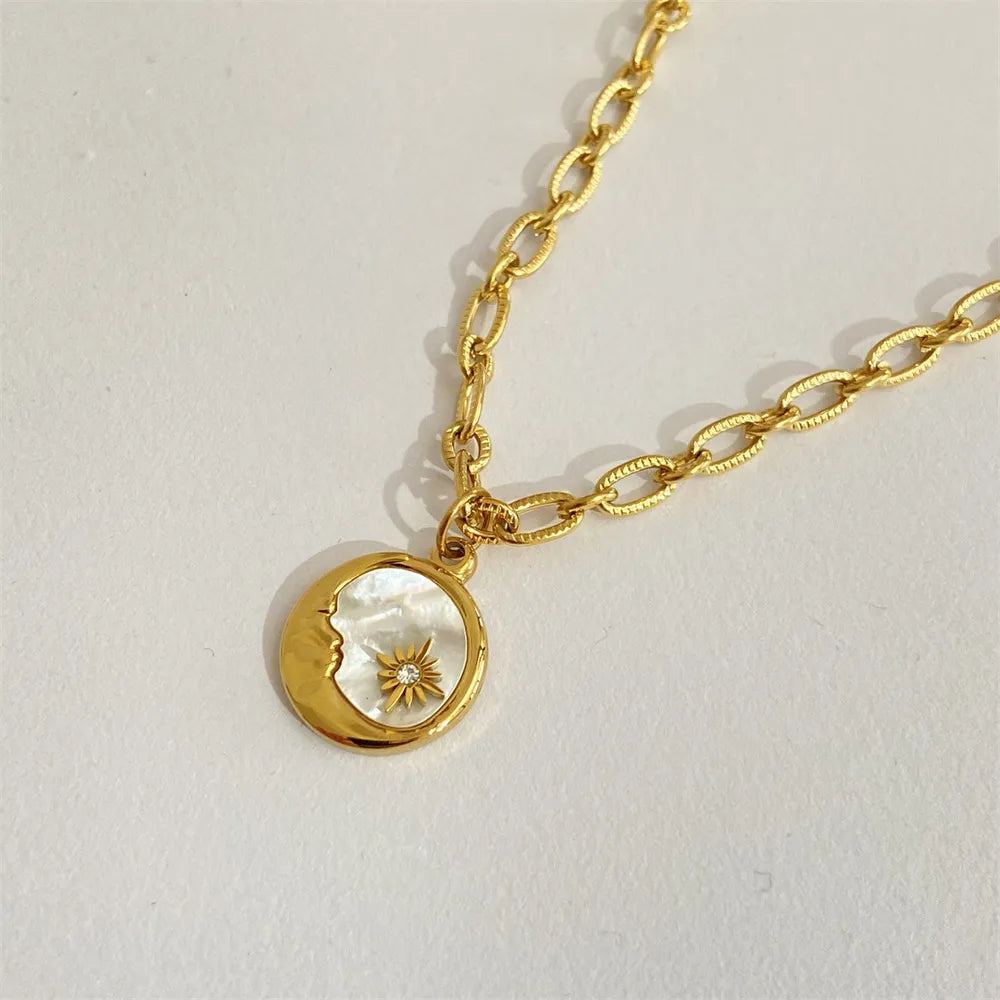 Titanium Steel Sun & Moon Necklace - Korvel