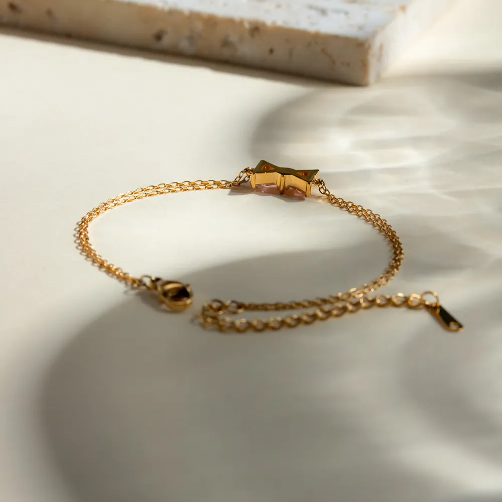 Stainless Steel Zircon Bow Bracelet - Korvel