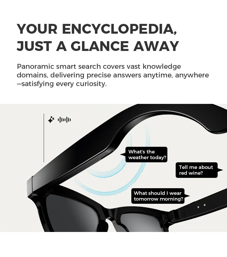 Bluetooth AI shooting glasses Bluetooth call voice assistant real-time translation 5-megapixel shooting stabilization - Korvel