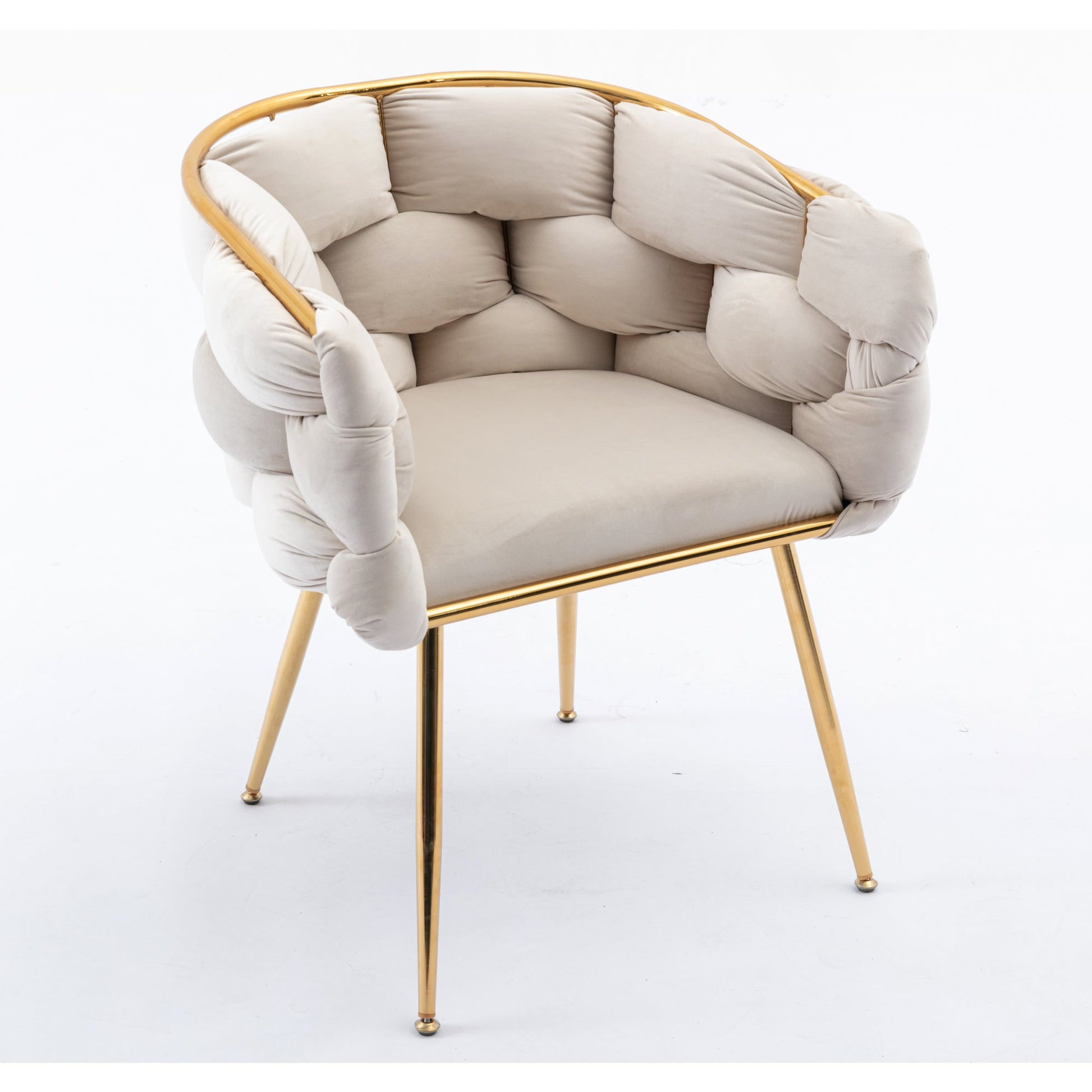Luxury modern simple leisure velvet single sofa chair bedroom manicure table back chair beige - Korvel