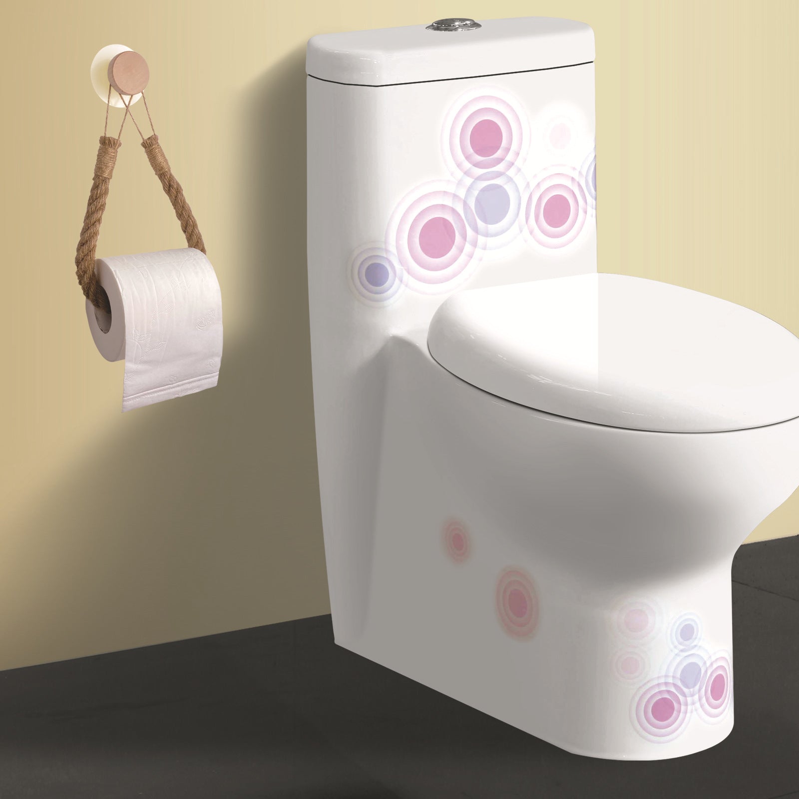 Wooden Hook Seamless Adhesive No Drilling Handmade Woven Hemp Rope Towel Rack Tissue Holder Bathroom Toilet - Korvel