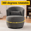 Grey Plush Swivel Accent Chair - Contemporary Round Armchair with 360° Rotation and Metal Base for Living Room Elegance - Korvel