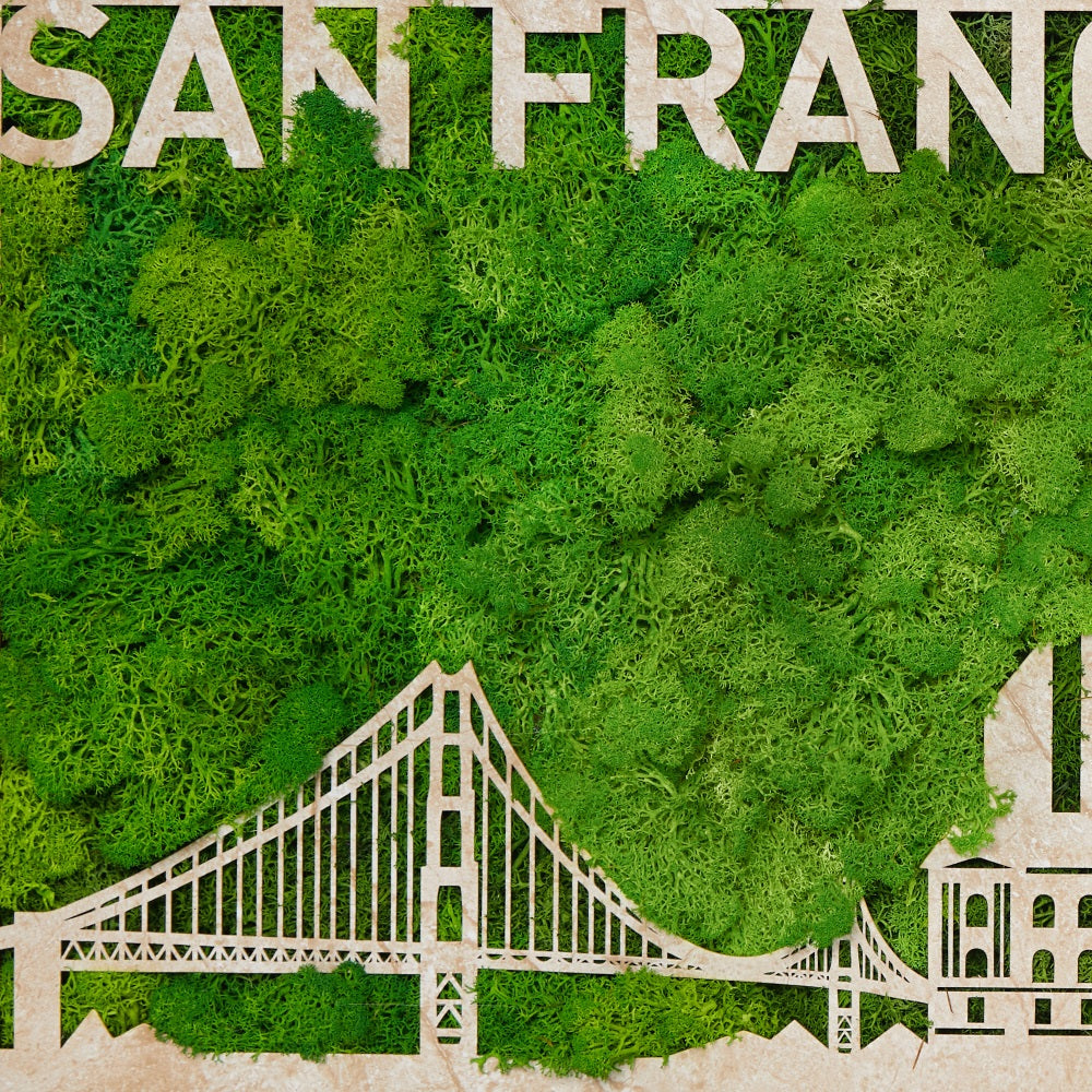 San Francisco Moss City Silhouette Metal Wall Art - Korvel