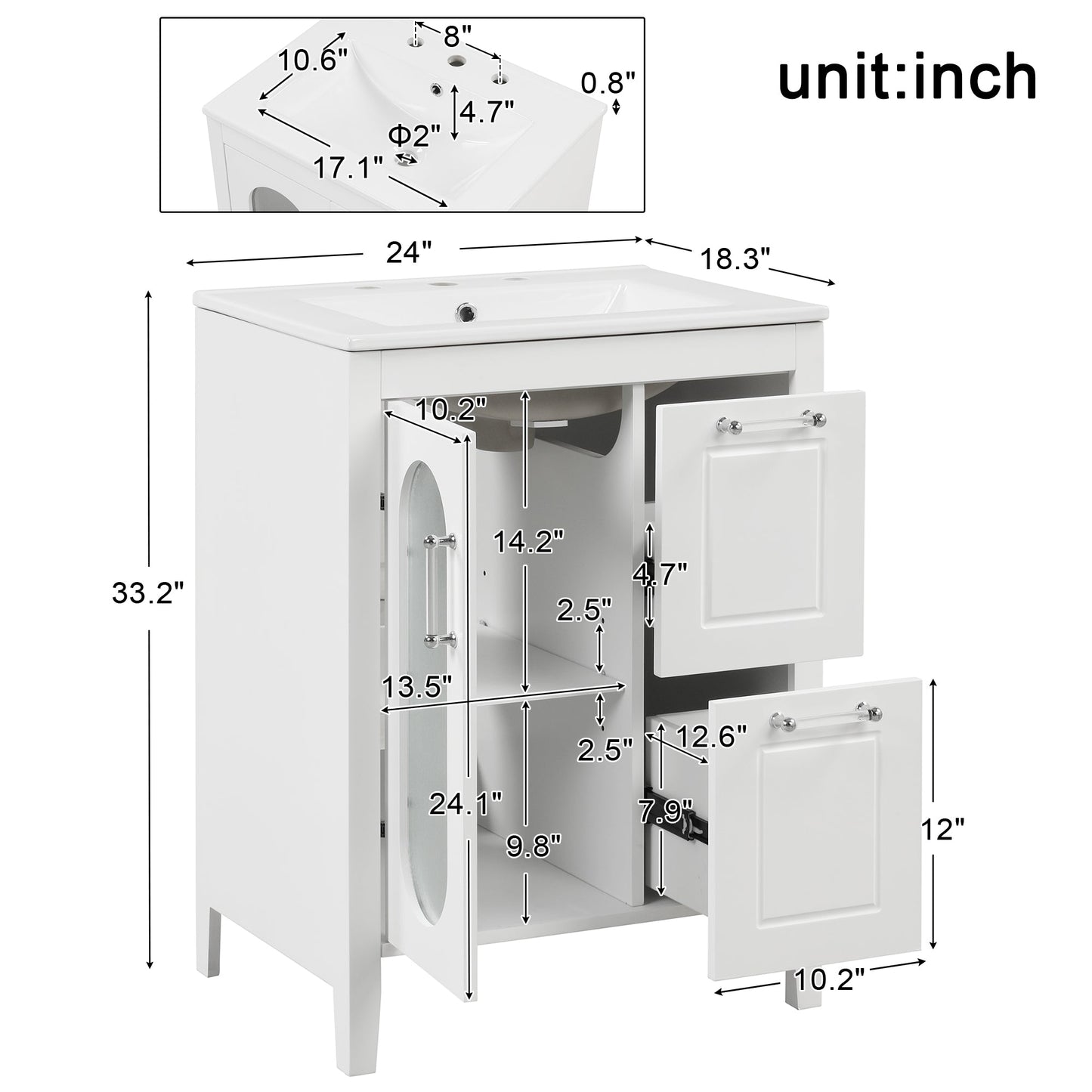 Elegant 24" Bathroom Vanity with Sink and Storage