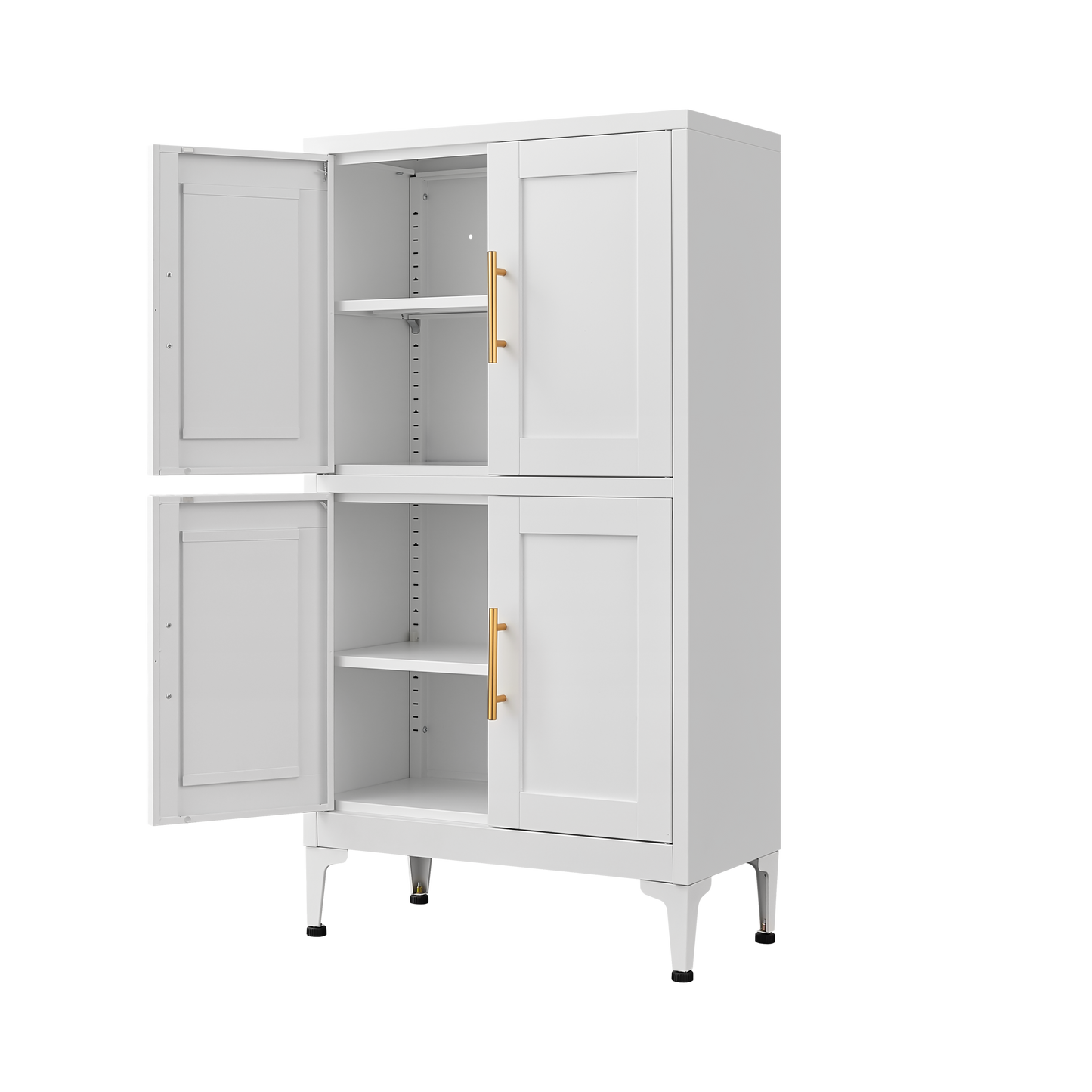 Elegante gabinete de almacenamiento de metal blanco para cocina