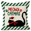 Christmas striped pillow cover linen black cat print pillowcase home holiday decoration cushion cover - Korvel