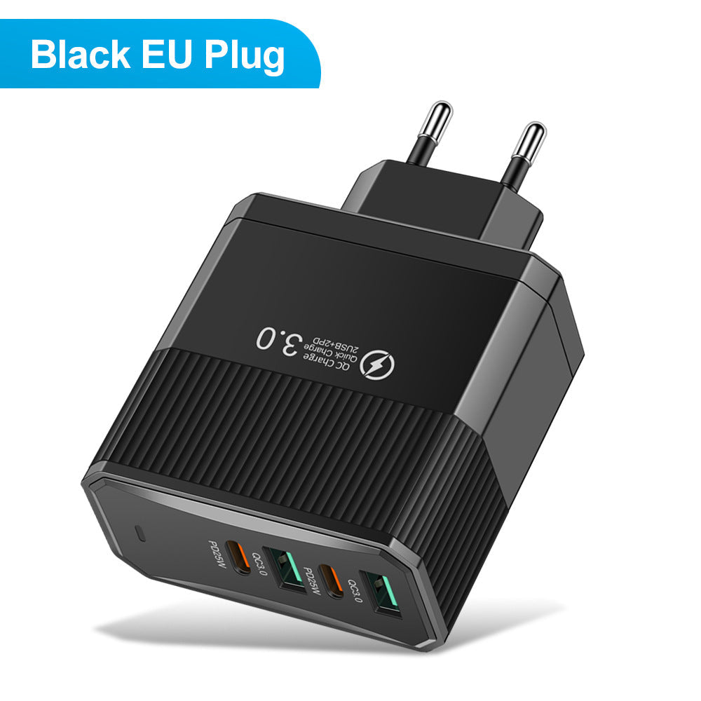 4-in-1 2USB+2PD mobile charger, tablet plug, super fast charging multi port plug - Korvel