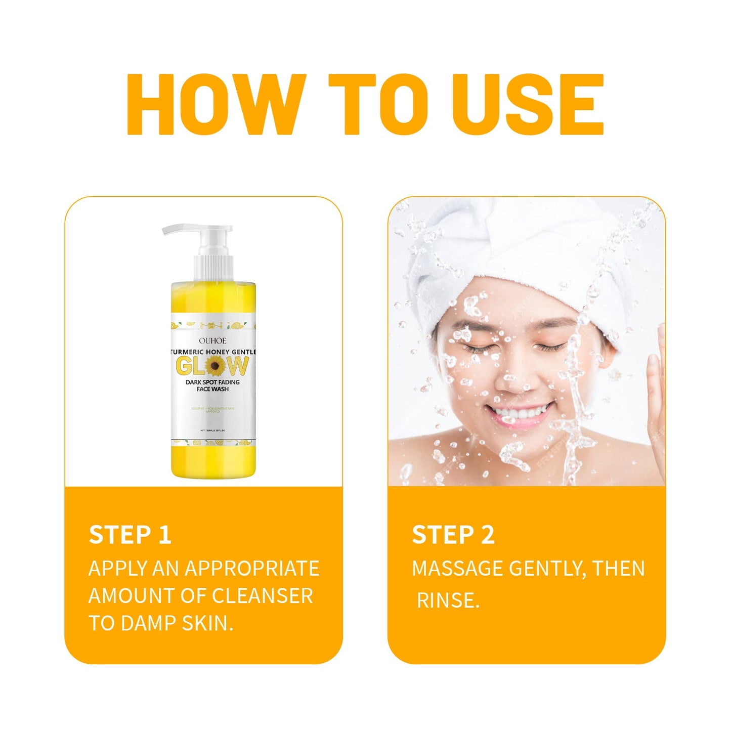 Turmeric Skin Care Set, Fresh And Clean Hydrating Oil-Control Fade Out Fine Lines Firming Haun White Treatments - Korvel