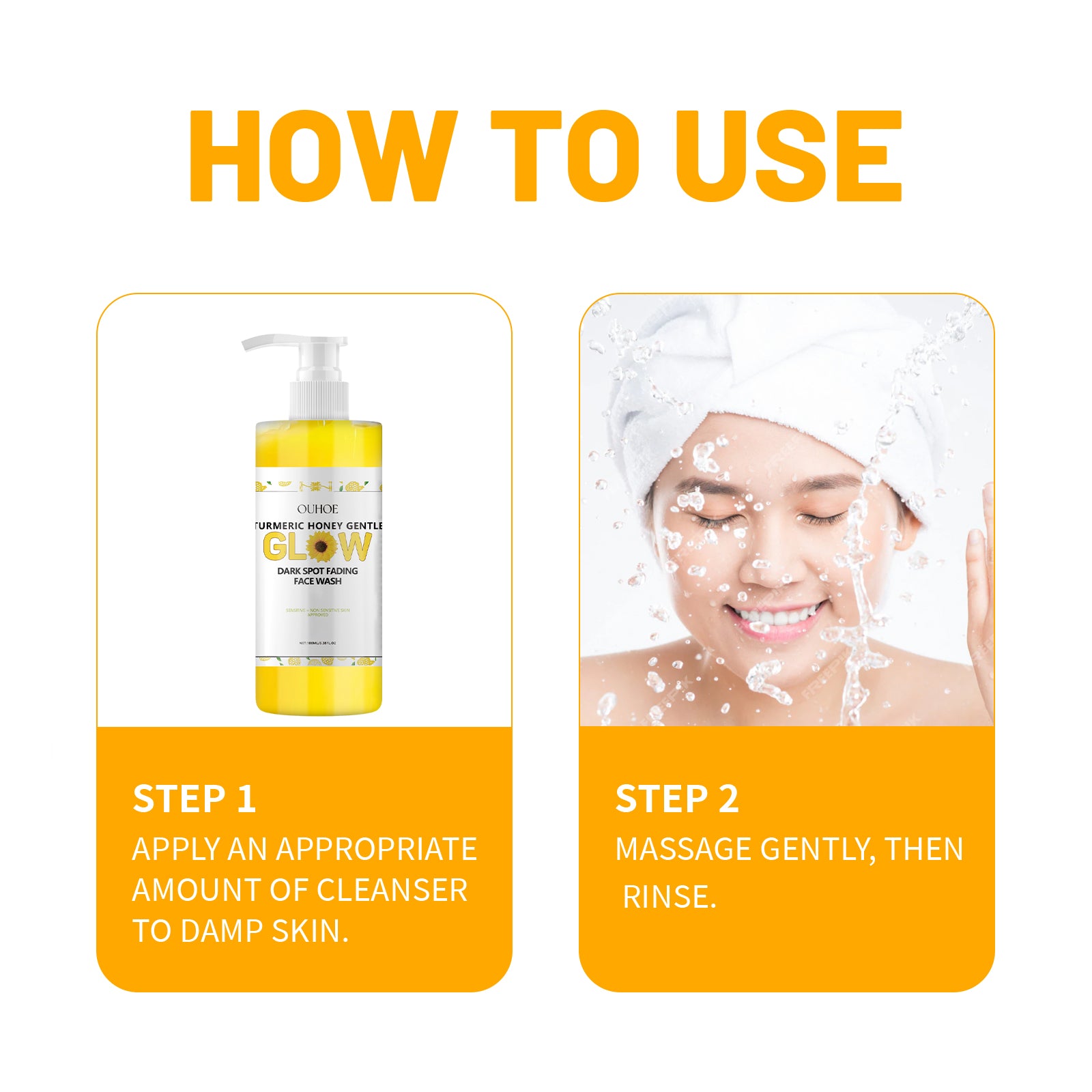 Turmeric Skin Care Set, Fresh And Clean Hydrating Oil-Control Fade Out Fine Lines Firming Haun White Treatments - Korvel
