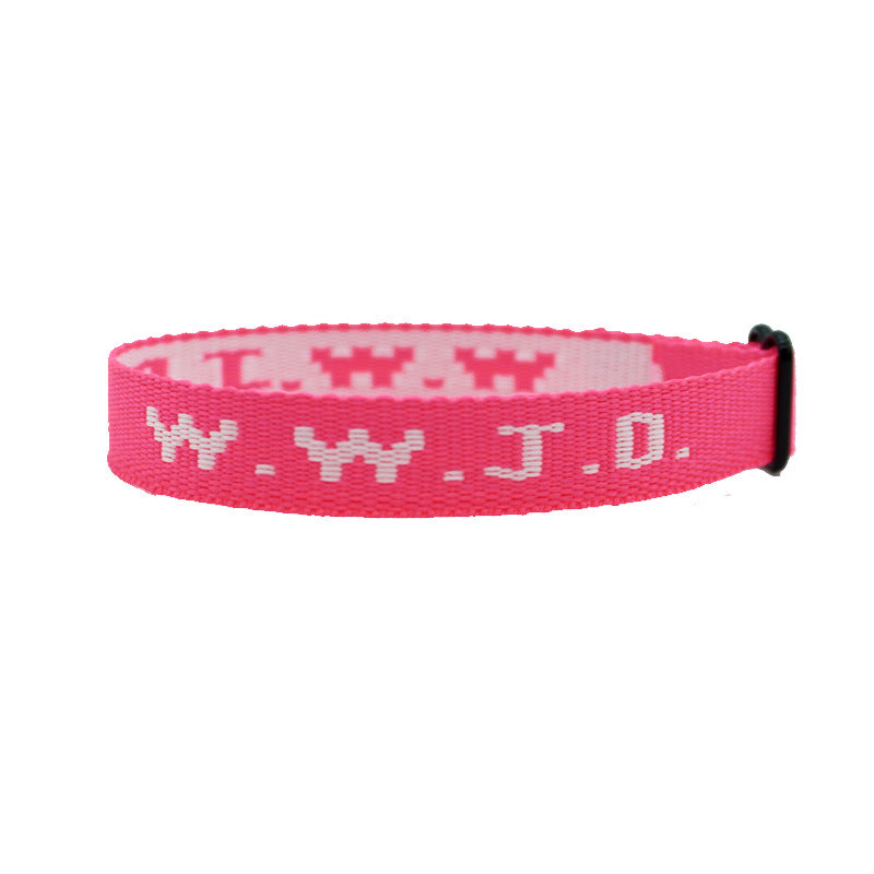 Alphabet Jacquard Printed Wrist Strap Bracelet Strap Unisex WWJD Bracelet Adjustable Bracelet - Korvel
