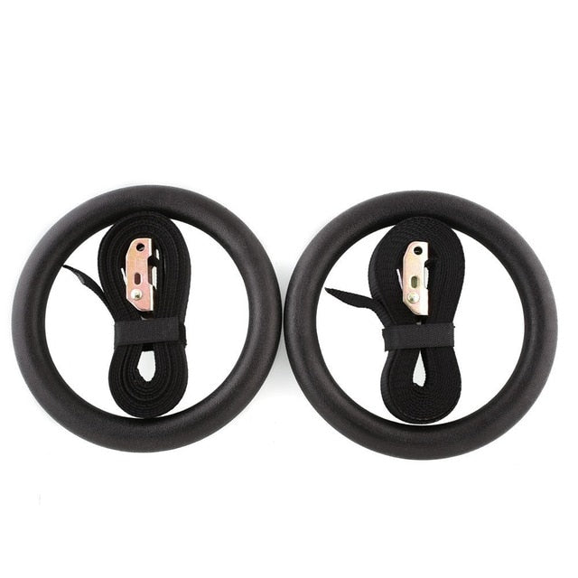 2Pcs High Quality Heavy Duty ABS Plastic 28mm Exercise Fitness Gymnastic Rings With Foam Handle Gym Exercise Crossfit Pull Ups A - Korvel